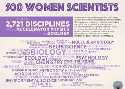 500 Women Scientists infographic (disciplines detail)
