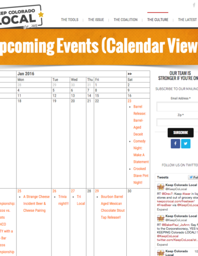 Calendar allows partners and staff to showcase community events.