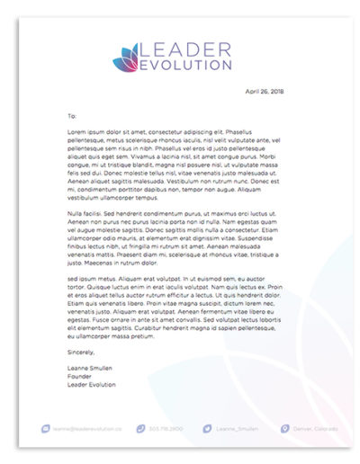 Leader Evolution letterhead