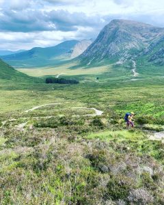 Tiny wee Pogo hiking across Rannoch Moor (photo credit Nanny)