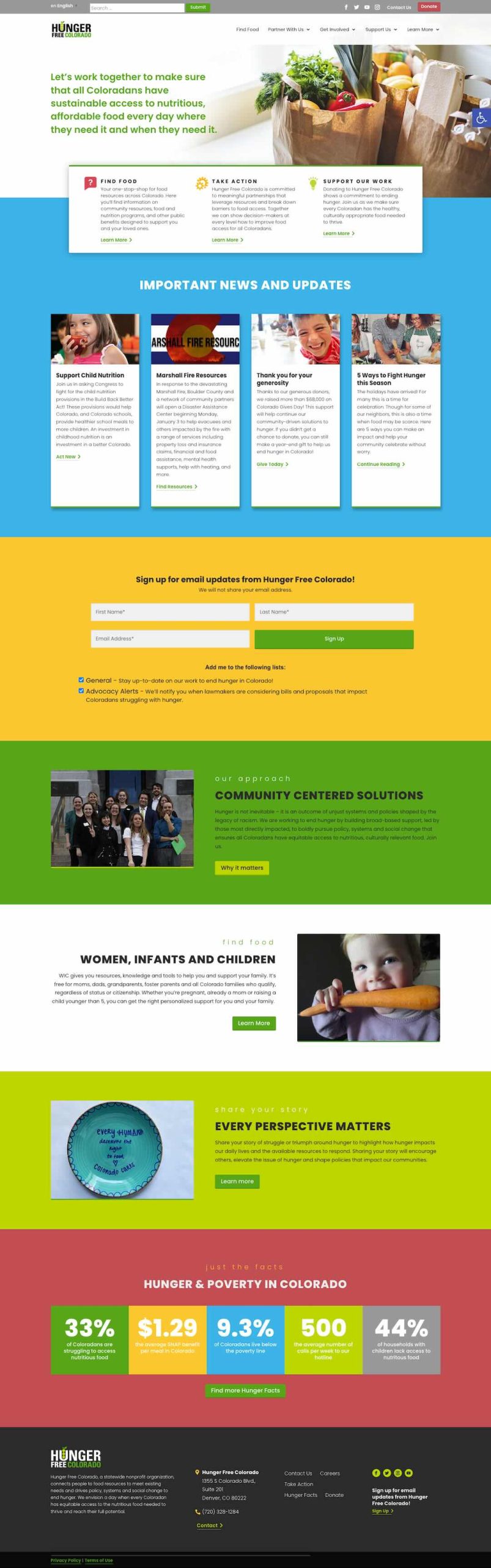 Hunger Free Colorado web homepage